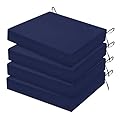 HARBOREST Outdoor Chair Cushions Set of 4, Water Resistant Patio Chair Cushions with Ties, Square Corner Outdoor Seat Cushions for Patio Furniture, 18.5"x16"x3", Navy