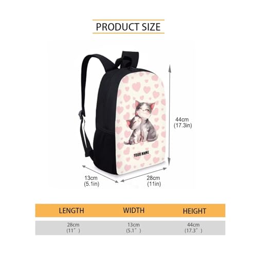 Cute Cat School Backpack for Girls Boys, Custom Name Schoolbag, Personalized Bookbag with Lunch Box, Schoo lbag with Pencil Case Bundle for Kids4
