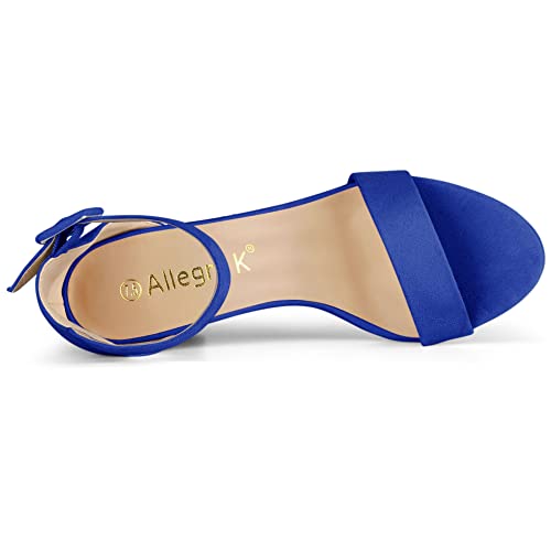 Image of Allegra K Women's Open Toe Chunky High Heel Buckle Ankle Strap Sandals | 3 3 /8 inches Heels with Faux Suede, Comfortable Block Heels Sandal for Women, Summer Dressy Shoes