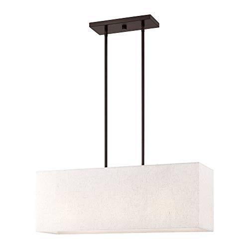 Livex Lighting 41154-92 Transitional Three Light Linear Chandelier from Summit Collection Dark Finish, 28.00 inches, 11.50x28.00x8.00, English Bronze