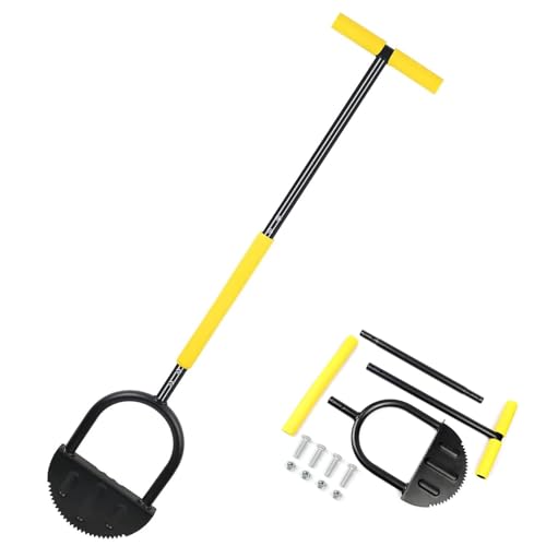 QYVFLIZ Sawtooth Garden Edging Tool, Sawtooth Edger Lawn Tool with T-Handle, Half Moon Edger, Long Handle Edging Knife for Sidewalk Garden Patio Flower Beds