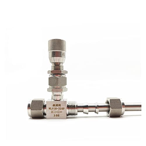 Double Ferrule Micro regulating Valve 6mm 8mm 10mm Stainless Steel Micrometering Needle Valve with Scale(8mm)