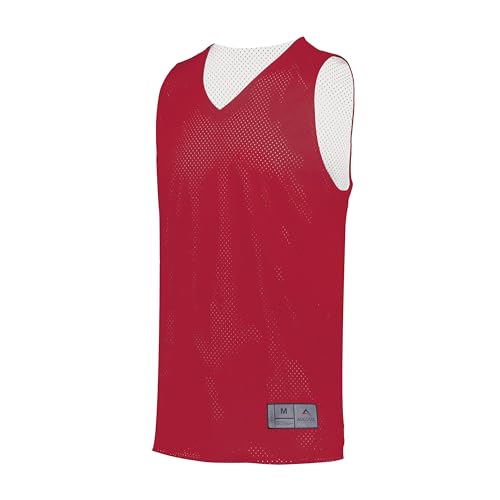 Augusta Sportswear Men's Standard Tricot Mesh Reversible Jersey 2.0, Scarlet/White