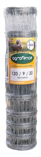 AGROFENCE | Malla Anudada Agrofence 120/9/30 | Rollo de: 100m | Color: Gris | Diámetro: 2.4mm