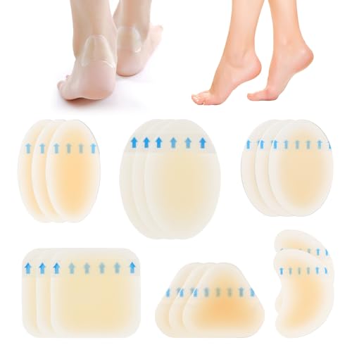 24 Parches Hidrocoloides para Ampollas,Parches para Ampollas en Talón,Dedos y Pies,Prevención de Rozaduras con Gel Hidrocoloide,Parches Ampollas Senderismo Deportivos