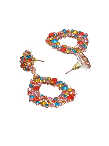 Multicolor Artificial Stone Tear Shaped Drop Earrings