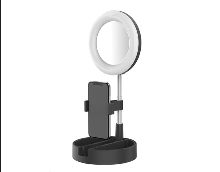 XVIA Makeup Mirror 64 Led Lights Travel Makeup Mirror, Double Sided Compact Mirror with Light, Vanity Mirror with Lights for Makeup Desk and Travel(Multicolor/USB Powered/Round, Framed)-image-45