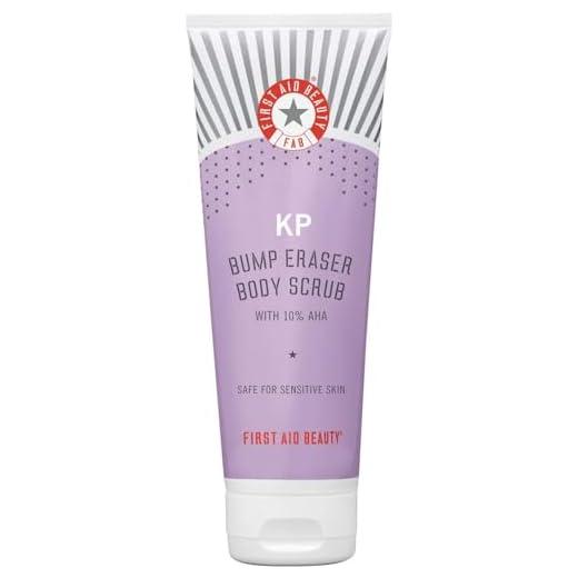 First Aid Beauty KP Bump Eraser Body Scrub Exfoliant for Keratosis Pilaris with 10% AHA – 8 oz