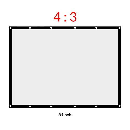 Leinwand,Faltbare Projektionswand für Outdoor-Camping-Film, Open-Air-Kino,Projektor Filme Bildschirm Portable Outdoor Indoor für Heimkino(Wand/an einen Rahmen gebunden)(84 inch)