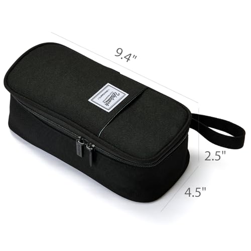 Image of SPACEMATE Pencil Case Pouch Box Bag School Supplies Girls Boys Kids, Cute Preppy Stuff Large Big Capacity Aesthetic Pen Organizer, Back to College Stationary, Black, Classic Stlye, 1800ml