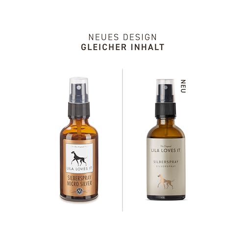 Silberspray für Hunde – natürliche Pflege, mit Aloe Vera und Hyaluron, reinigt und regeneriert, nanofrei, mit Mikrosilber, SILBERSPRAY von LILA LOVES IT, 50 ml