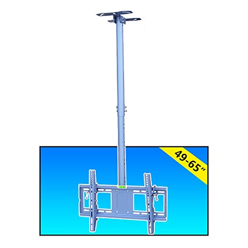 Soporte universal para TV de techo soporta hasta 110 libras de giro e inclinación para televisores LCD planos y curvos de 49 y 65 pulgadas, diseño resistente, fácil de instalar, alcance de 4 m