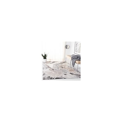 Tapete decorativo moderno 10x14 pies gris y beige miniatura 2