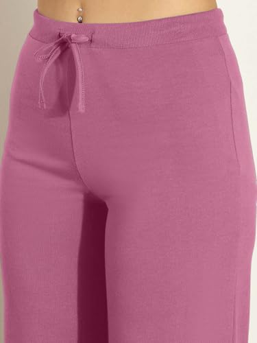 Image of Vogaan Women's Cotton Blend Wide Leg Pants | Drawstring Waist Casual Solid Track Pants for Women