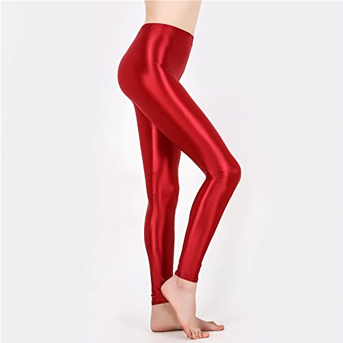Image of cloudmall Women Sexy Semi Opaque Pantyhose Running Tights Yoga Leggings Oil Shiny Stocking