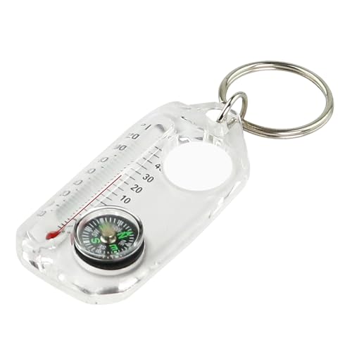Compass Thermometer Keychain Survival – Portable Guiding Tool Keyring, Pocket Size Outdoor Gear for Hiking Backpacking, Multi-Use Mini Equipment for Camping Adventure Travel Ask Cha