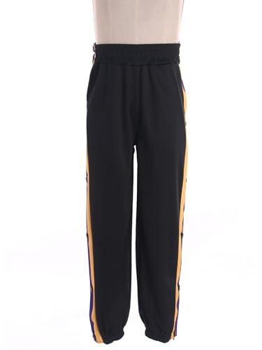 Kids Boys Side Split Buttons Pants Loose Fit Pants Button Sport Running Basketball Elastic Waistied Sweatpants4