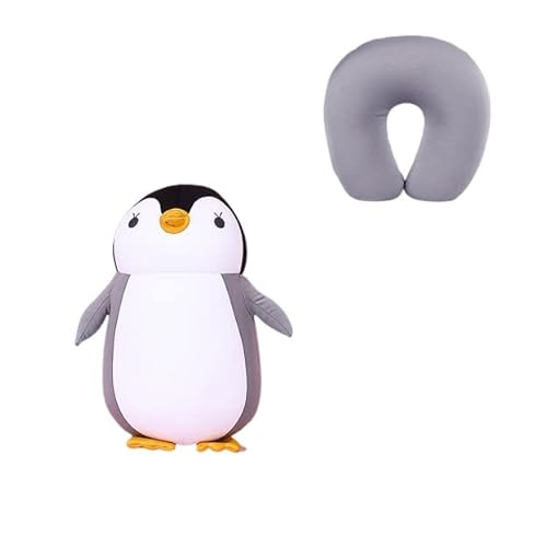 Molioon ネックピロー U字型枕 昼寝枕 まくら トラベルネック枕 抱き枕 変身可 頸椎支え 旅行 出張用品 学生 サラリーマン 自宅用 飛行機 列車 3D 動物 スタンド かわいい (ペンギンちゃん)