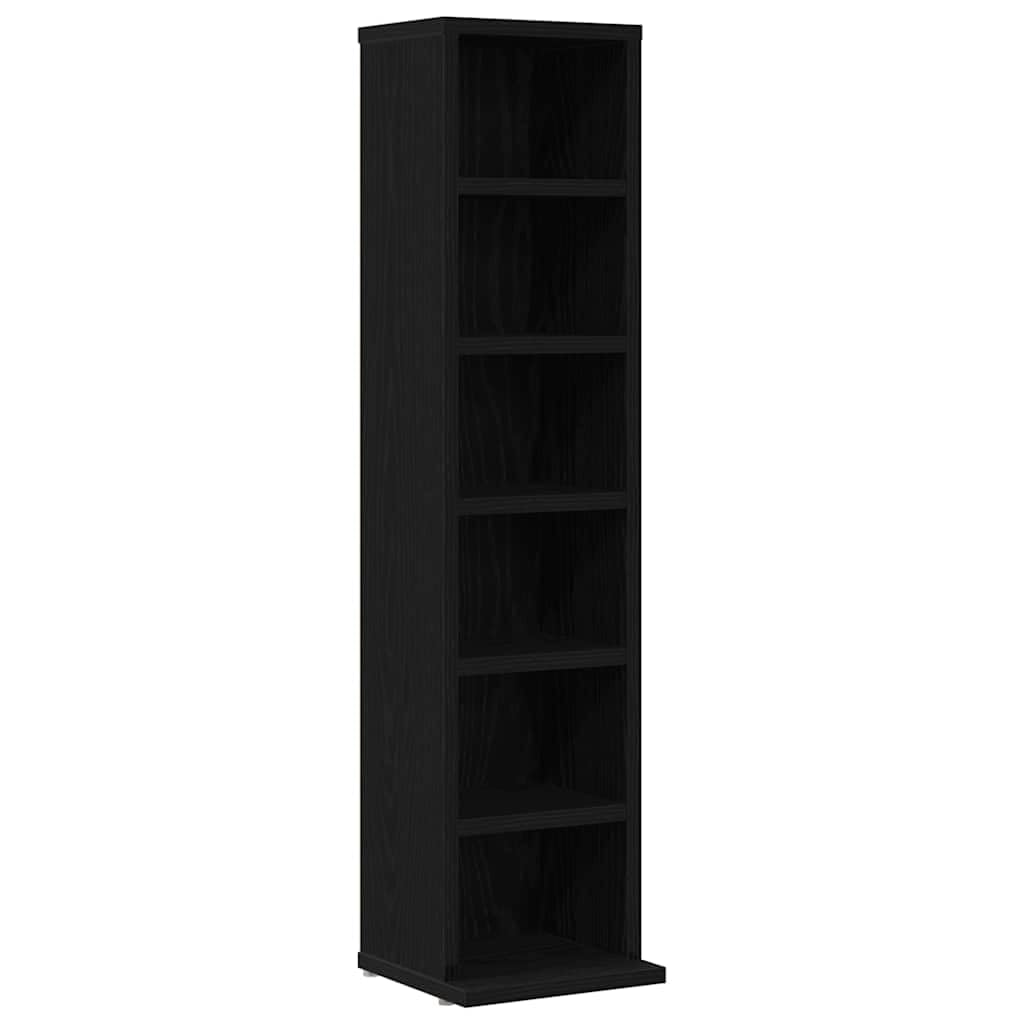 Estantería para CDs Madera contrachapada Roble Negro 21x20x88cm, Mobiliario Armarios y Almacenamiento Almacenamiento para CD y DVD, Negro, 6.3kg
