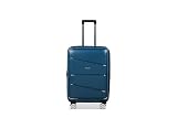 PLATINIUM Valise Moyenne 65cm Rigide Polypropylène Valise de Soute à 4 roulettes et Serrure TSA, Bleu