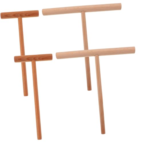 Cabilock Crepe Pancake Maker Kit 4pcs T-shape Wooden Spreaders Roti Pan Perfect for Pancake Batter