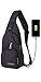 SKYSPER Sac de Poitrine Sacoche Bandoulière Homme et Femme avec Port de Chargement USB Sac Porté Épaule Léger Étanche Sling Sport Vélo Randonnée Voyage Excursion, Noir