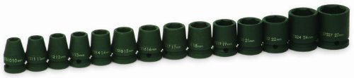 Williams 37912 14-Piece 1/2-Inch Drive Metric Shallow 6 Point Impact Socket Set