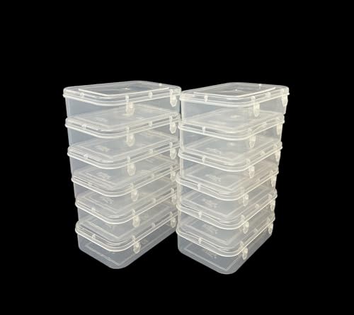 Image of URBAA Plastic Small Storage Boxes Container With Lock Lid, Jewellery Case Organiser(PUREPACK33-12) 200Ml (Clear, 13 X 9 X 4 Cm) - Set Of 12, Rectangular