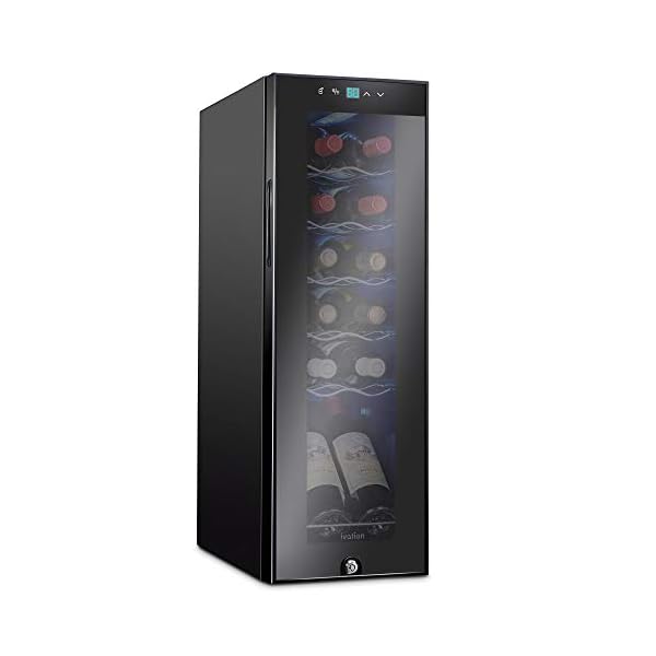 Ivation 12 Bottle Compressor Wine Cooler Refrigerator w/Lock, Large Freestanding Wine Cellar Fridge, 41f-64f Digital Temperature Control Glass Door Black