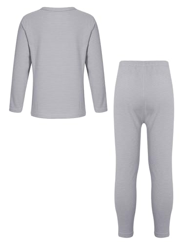 Hularka Kids Girls Boys Long Johns Set Solid Long Sleeve Base Layer Shirt Thermal Underwear Top with Leggings Pants Set2