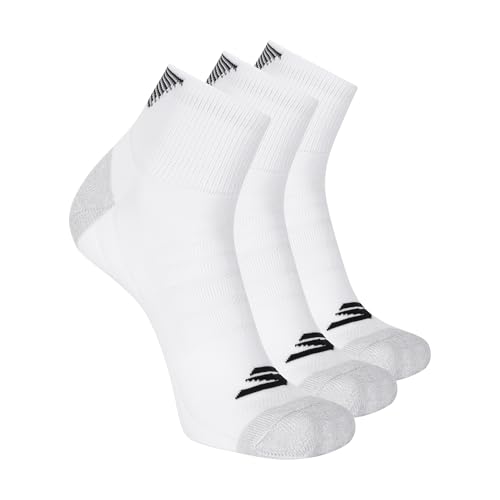 Skechers Men's 3-Pack Golf Quarter Crew Socks, White Traditional, 10-13