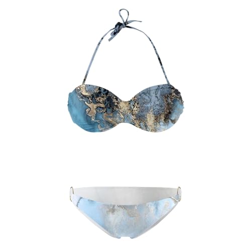 Bandeau Bikini Damen Twist Push Up Bandeau Bikini Set Streifen...