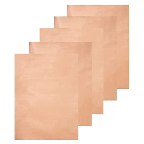 5Pcs Copper Foil Sheet [11.8inch x 7.9inch] with Double-Sided Conductive Adhesive Copper Foil Tape for Guitar, Crafts &amp; Arts, Solder, Electrical Repairs, Stained Glass, Grounding