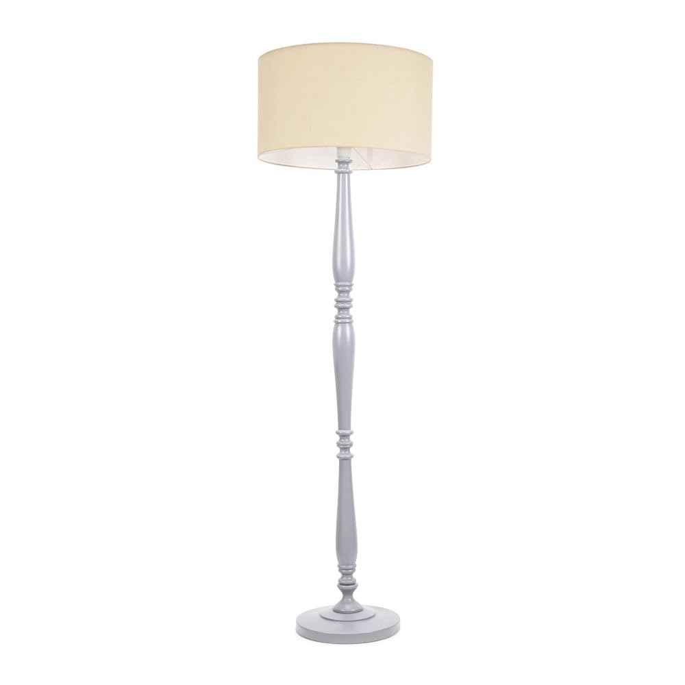 ValueLights Victoria Wood LED Floor Lamp - Grey