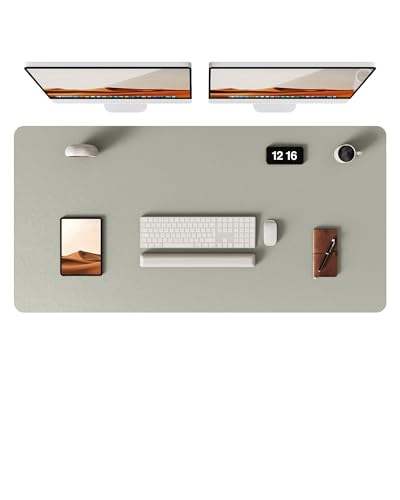 Image of YSAGi Leather Desk Pad Protector, Office Desk Mat, Large Mouse Pad, Non-Slip PU Leather Desk Blotter, Laptop Desk Pad, Waterproof Desk Writing Pad for Office and Home (Olive Beige, 47.2 inch x 23.21 inch)