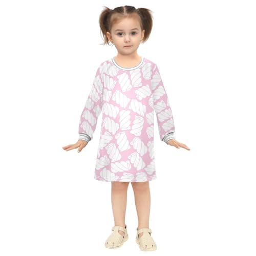Twist Marshmall Girls Dresses Long Sleeve Sweatshirt Dress for Girls Winter Toddler Casual A Line Dresses Size 2-8T4