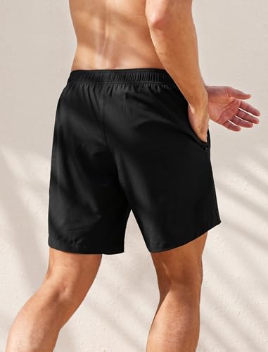 SILKWORLD Mens Swim Trunks 6" Quick Dry Bathing Suit Beach Swimming Shorts with Compression Liner and Zipper Pockets2