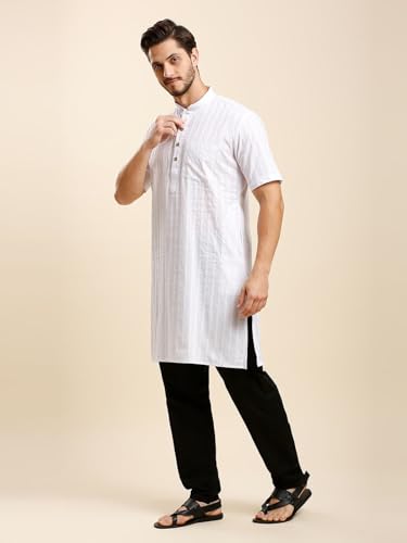 Image of Rajubhai Hargovindas Green Khadi Half Sleeve Kurta
