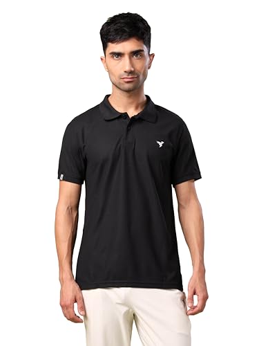 Image of TECHNOSPORT Men's Solid Slim Fit Polo Collar T-Shirt MATPIQ Half Sleeve Button Polyester for Gym Running Workout UPF50+ Anti Odour