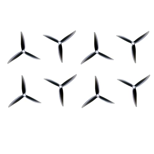 HSECPTOW 8PCS 5.1 Inch Propellers, 3-Blade Props for FPV Drones, Black, Glass Fiber, 4 CW 4 CCW, Outdoor Use