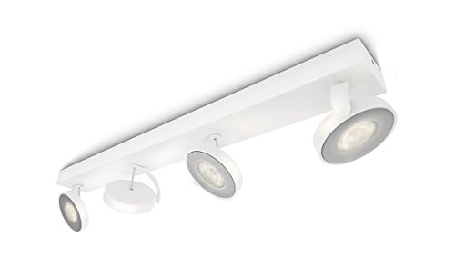 Philips myLiving Clockwork - Barra de 4 focos de techo, LED integrado, consume 4,5 W, luz blanca cálida, regulable