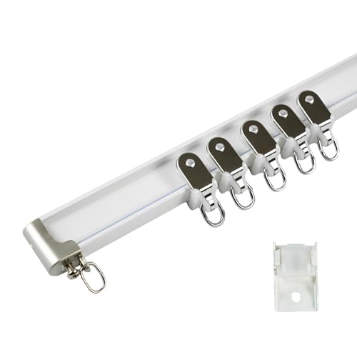Riel de cortina flexible de aluminio blanco, sistema ajustable de pared, 3,40 m 2