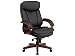 Flash Furniture High Back Black Leather Executive Swivel Chair with Synchro-Tilt Mechanism, Mahogany Wood Base and Arms