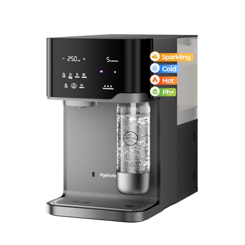 C300 Wasserspender mit Kohlensäure & Osmoseanlage, 6-Stufen Umkehrosmose + UV, Heißwasserspender mit Kühlung, 5L Tank, Temperatureinstellung 40-100°C, für Zuhause & Büro