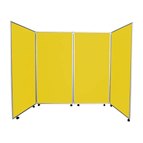 Panelwarehouse Mobile Jumbo Portable Folding Aluminium Frame Display Board Stand - 3 Sizes & 11 Colours (Yellow, 4 Panel)