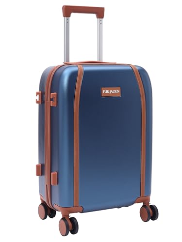Image of FUR JADEN The Wayfarer 55cm Polycarbonate Travel Luggage Suitcase with 8 StealthTech Silent Shock Absorbing Wheels, TSA Lock & Aviation Grade Telescopic Trolley (Cobalt Navy, Cabin 20 inch)