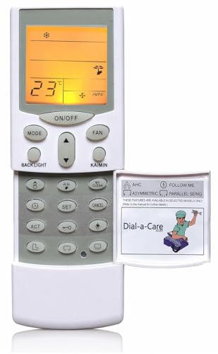 Image of Original AC Remote Control Compatible with Hitachi Split & Window Air Conditioner with Backlight, LCD Display, Timer, Swing Function & AC Stand (68), White