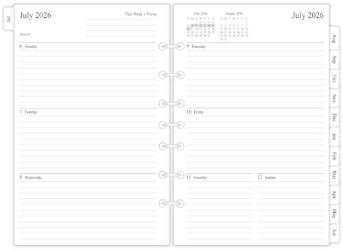 newestor 2026-2027 Planner Refill for Mini Binder Weekly & Monthly July 2026 - June 2027 5-1/2 x 8-1/2 Desk Size 4 7 Holes
