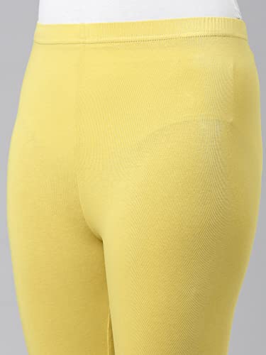 Image of GO COLORS Girls Solid Mid Rise Slim Fit Cropped Leggings