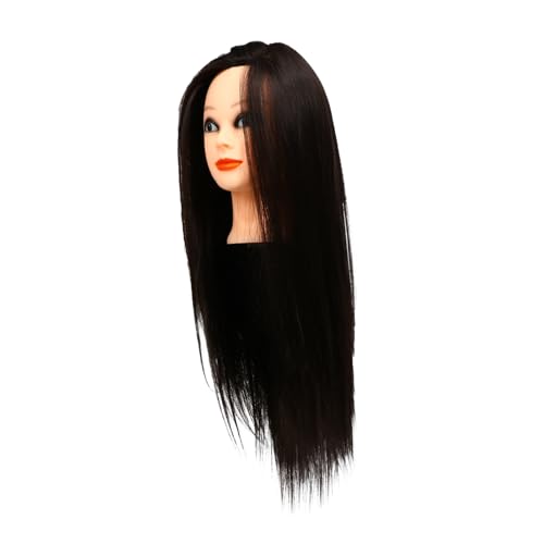 PLAFOPE Cabeza Maniquí para Peluquería con Cabello Sintético Natural y Soporte Práctica para Trenzado Rizado y Corte para Formación Profesional y Escuelas de Cosmetología